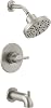 Delta Nicoli 14 Series H2Okinetic Bathtub and Shower Faucet Set, Brushed Nickel Shower Head and Handle Set, Valve Trim Kit, Stainless 144749-SS Valve Included