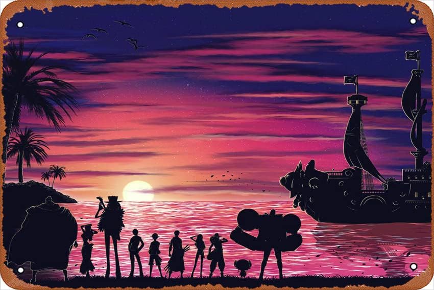 Strawhat Pirates Anime X Manga X Cartoons Metal Tin Sign Vintage Art Decoración de pared para bares cafeterías hogar 8 x 12 pulgadas