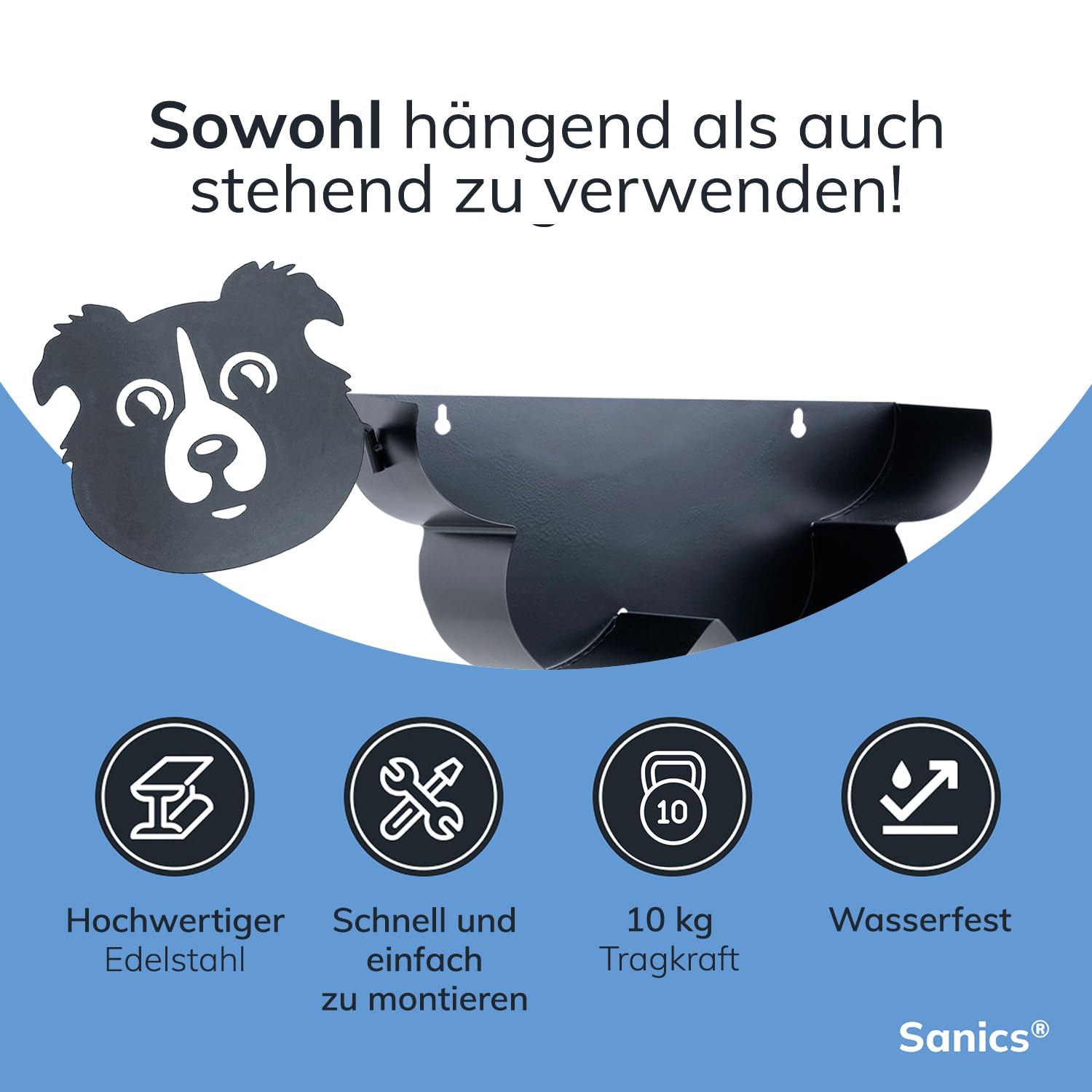 Ersatzrollenhalter Freistehend - Hängend - Wandhalterung - Hund - Schwarz
