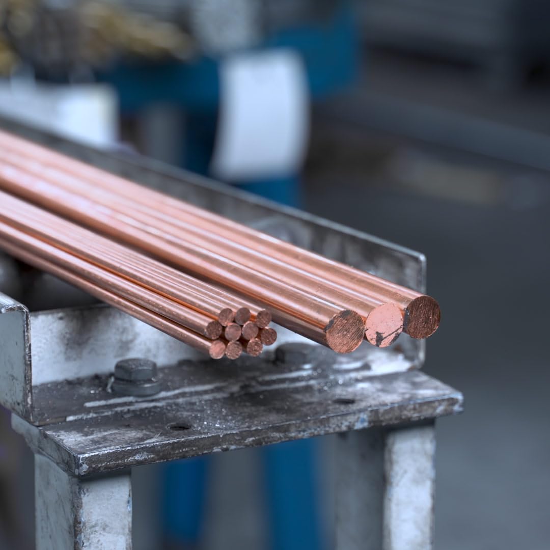 thyssenkrupp Kupfer Rundstab – Kupferstange Kupferstab Rundprofil Rundmaterial Vollmaterial – CW004A Cu-ETP – Ø 12 mm, 2000 mm Länge