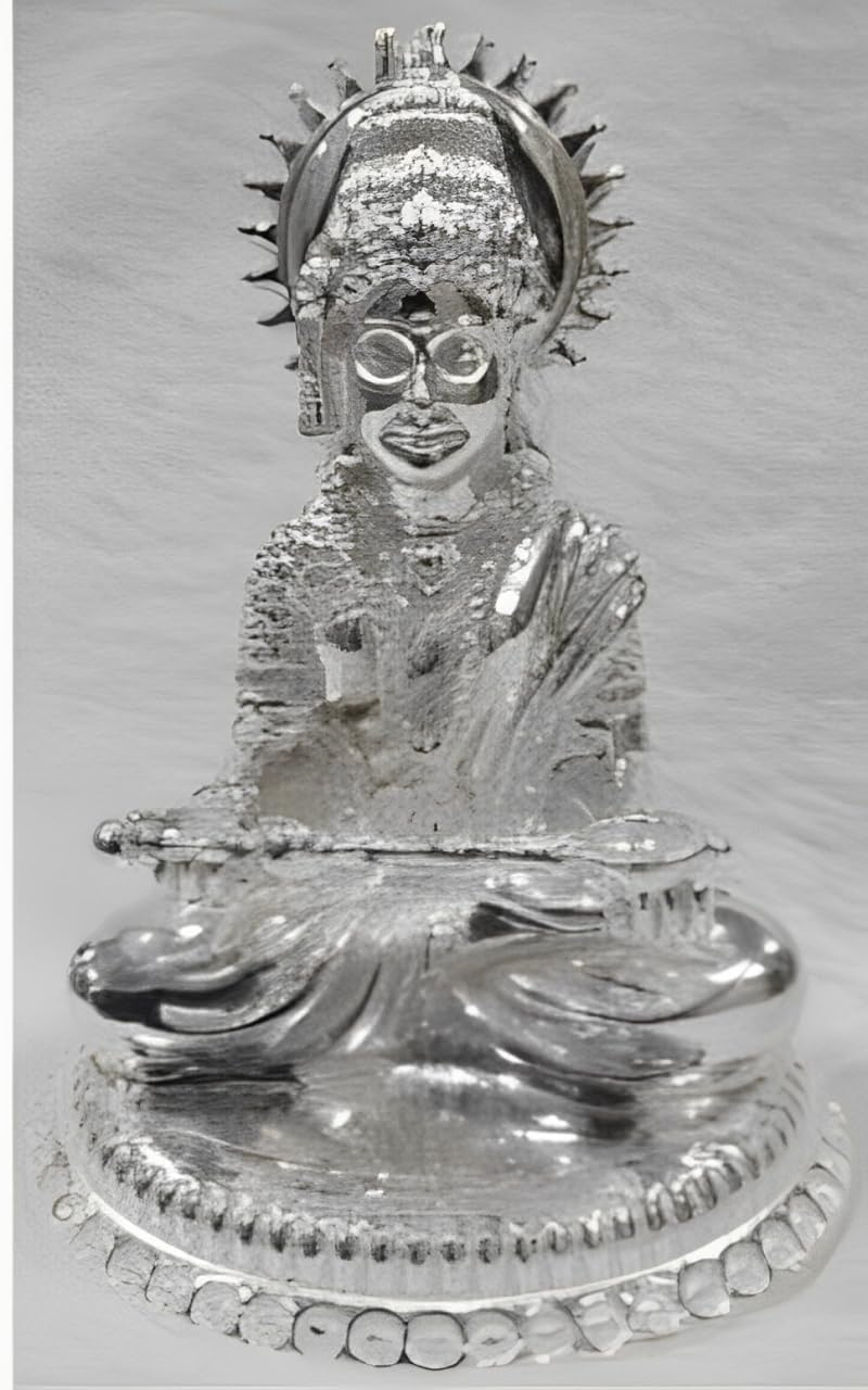 Sculpture dieu hindou Annapurna en argent 925 pour rituel de prière