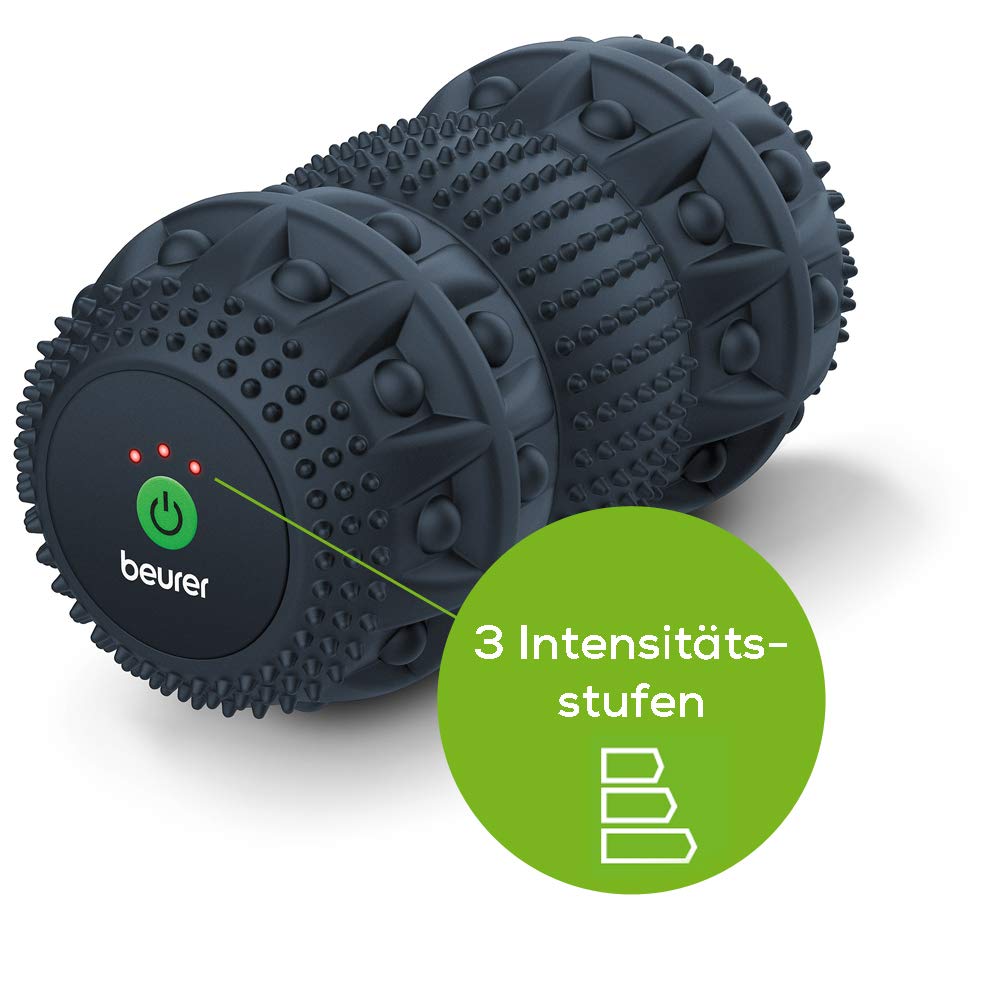 Beurer MG 35 Deep Roll Massagerolle mit Vibration, Faszienrolle zur Triggerpunktmassage, 3 Intensitätsstufen, Massagemodus, vielseitig anwendbar, tiefenwirksam
