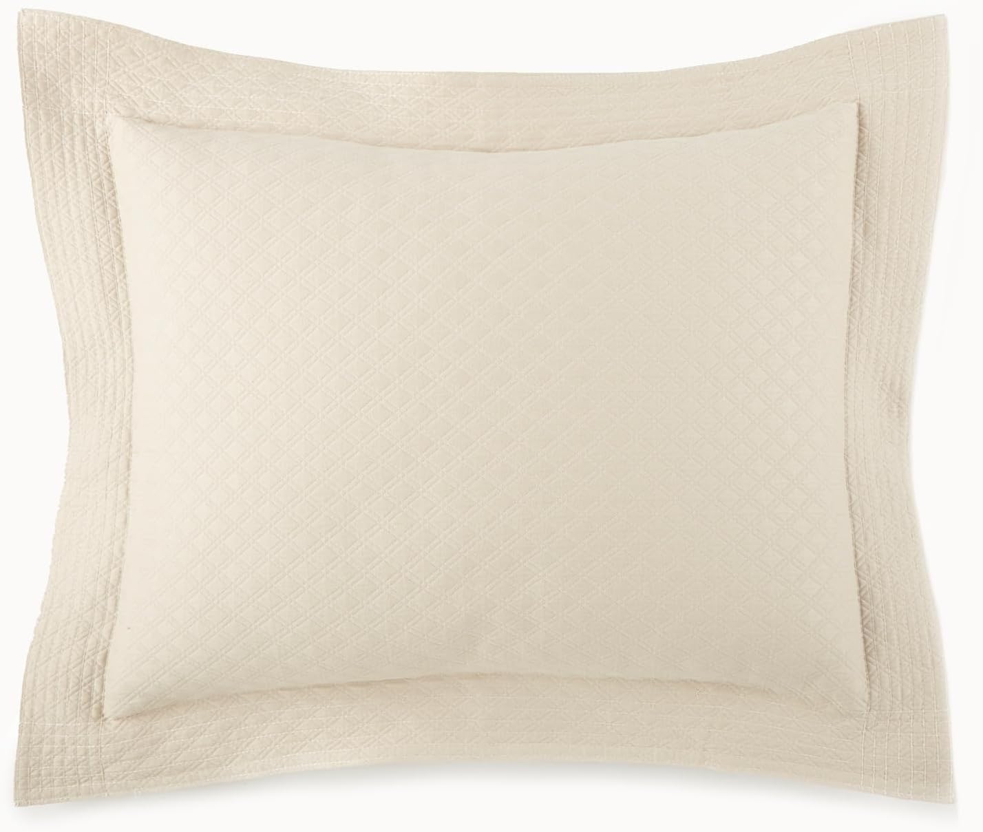 Peacock Alley Alyssa Shams | Geometric, Textural Detailing for Your Luxury Bedroom Decor | 100% Long-Staple Cotton | Imported from Portugal (Natural, Sham Standard)