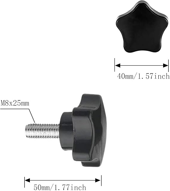 M8x25mm Plum Blossom Five Pointed Clamping Screw Knob Star Knob Screw Knob Clamping Handle Black (5Pcs)