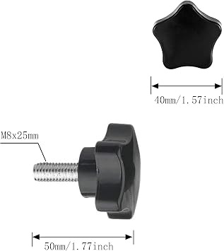 M8x25mm Plum Blossom Five Pointed Clamping Screw Knob Star Knob Screw Knob Clamping Handle Black (5Pcs)