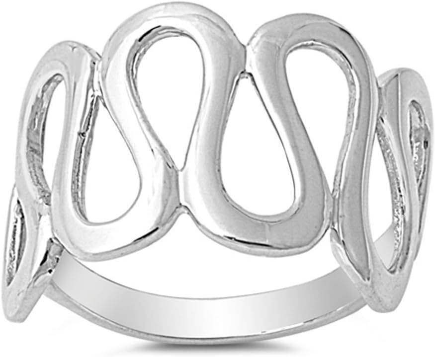 Wave Spiral Loop Criss Cross Ring New .925 Sterling Silver Band Sizes 5-12