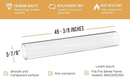 Miniatura 4 de Fire Sense 61983 - Tubo de llama de vidrio de repuesto para calentador de llama piramidal, incluye anillo de goma que se adapta a artículos,