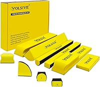 VOLSIVE 7-Piece Hand Sanding Block Set - Durable PU Foam Rectangle Pads, Hook & Loop, Assorted Sizes for Auto Body, Woodworking, Polishing - Yellow