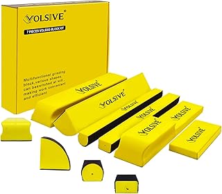 VOLSIVE 7pcs Hand Sanding Block Set, Rectangle Handheld Sanding Pad, Hoo...