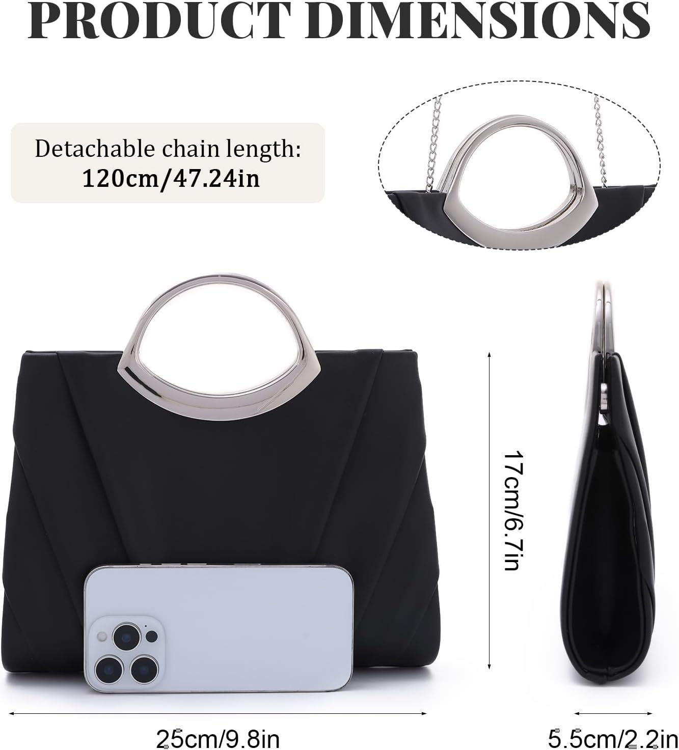 Oweisong Clutch Purse for Women Formal Vegan Leather Evening Bag Ruched Pleated Handbags for Wedding Guest