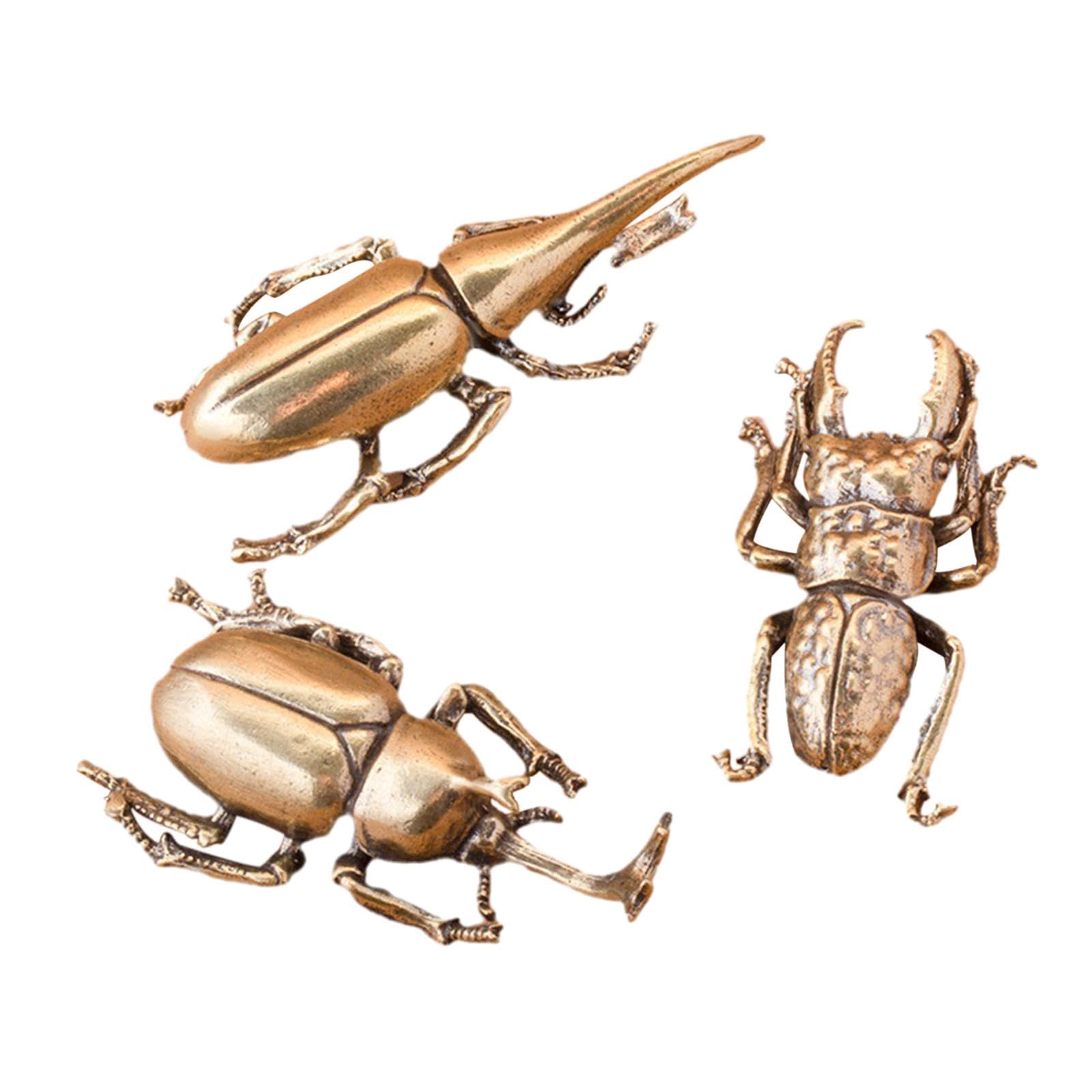 Figurine Scarabée En Laiton Vintage - Déco Bureau Et Intérieur - Petit Ornement Insecte Élégant Et Original
