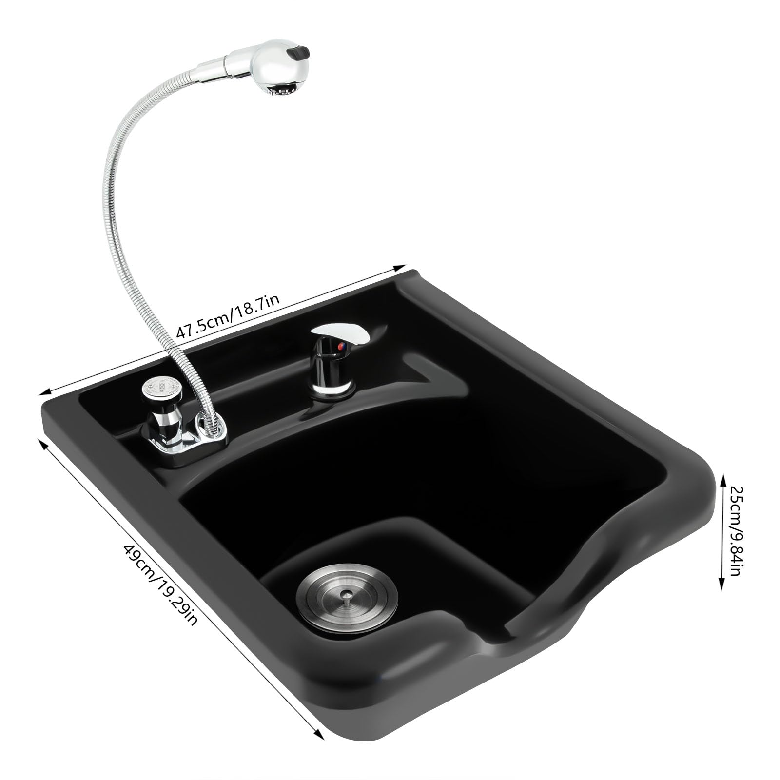 Mobiles Waschbecken Friseur, Friseur Zubehör, Rückwärtswaschbecken 47.5 * 49 * 25cm, Professional Friseur-Waschbecken zu Hause oder oder im Badezimmer