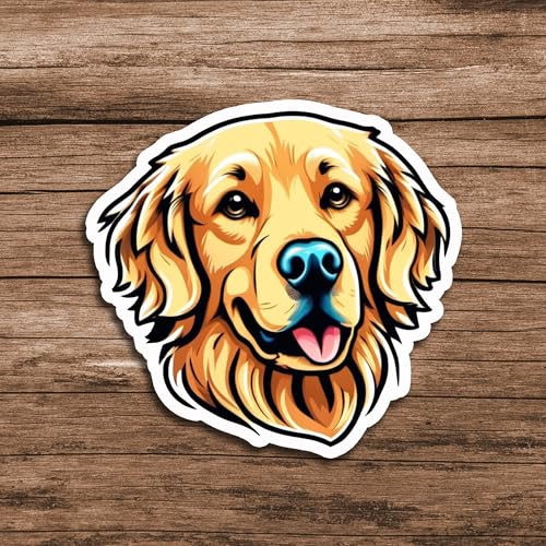 Image of Golden Retriever Dog Sticker 5 Inch - Cute Puppy Waterproof Vinyl Decal for Laptop Water Bottle Car Window Pet Lover Gift