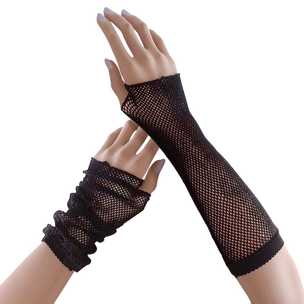 Below-The-Elbow Fishnet Fingerless Gloves