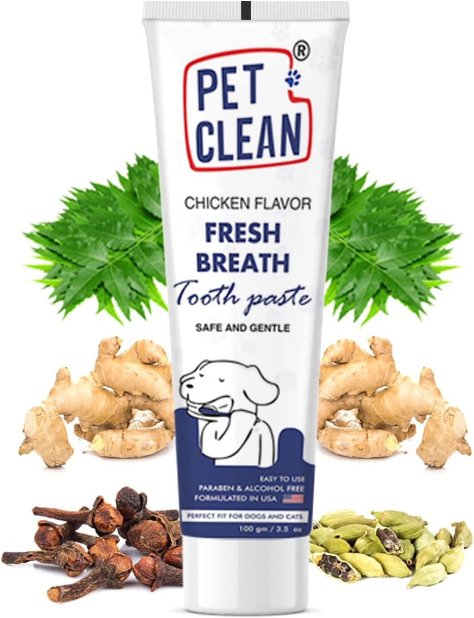 Pet Clean Dog Toothpaste Chicken Flavour, Dog Teeth Cleaner for Fresh Breath and Removes Plaque & Tartar, Suitable for Cats and Other Pets (100 gms, Chicken)