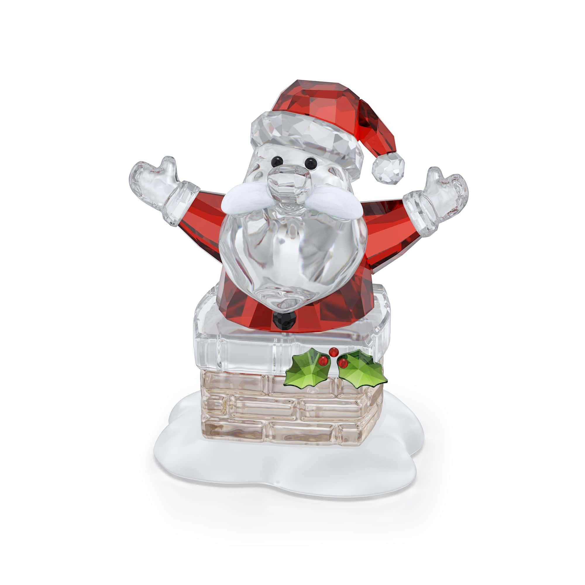Swarovski Clear Holiday Cheers Santa Claus And Chimney
