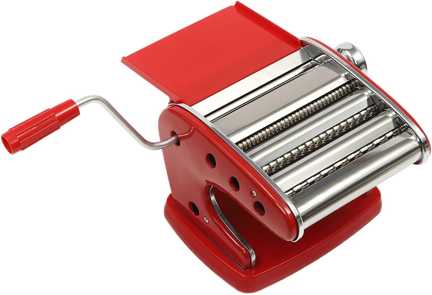 Pasta Maker Machine, Hob Noodle Machine with 6 Adjustable Thickness Settings for Homemade Lasagna, Spaghetti, and Dumplings (Red)