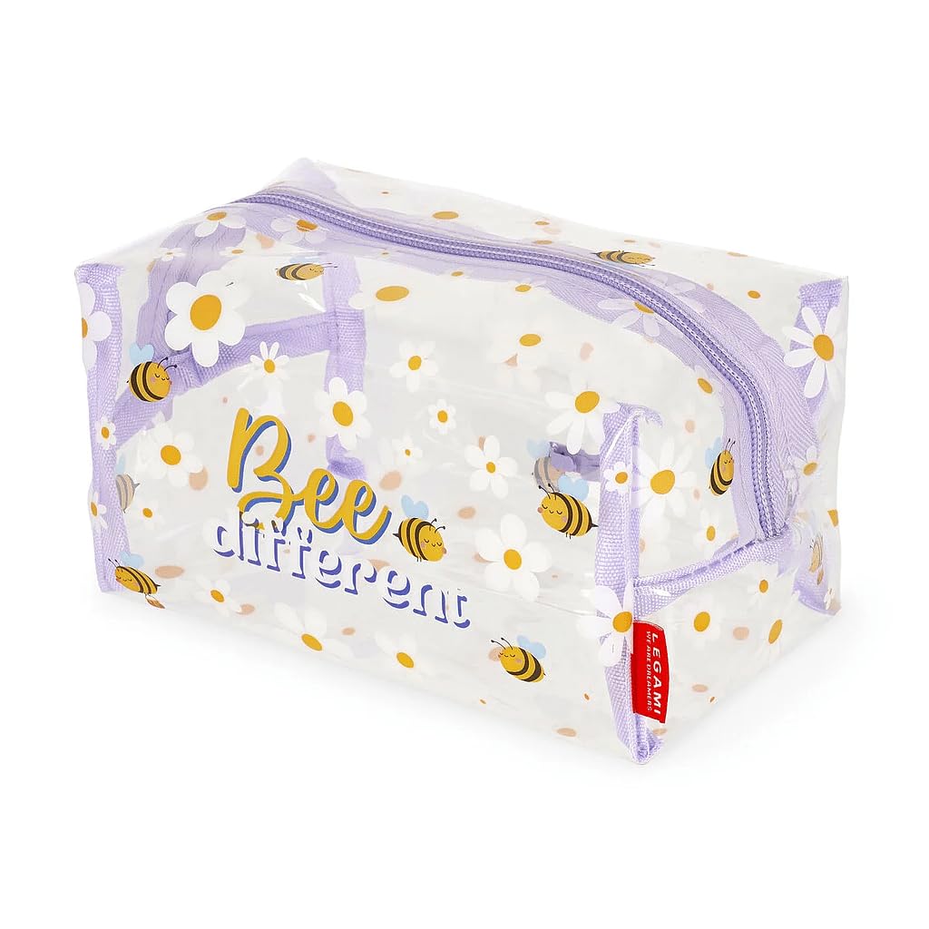 Legami - Trousse Porta Trucchi, Makeup Queen, in Metallo e TPU, Tema Bee, Pochette Capiente, Chiusura con Zip, 18x14 cm