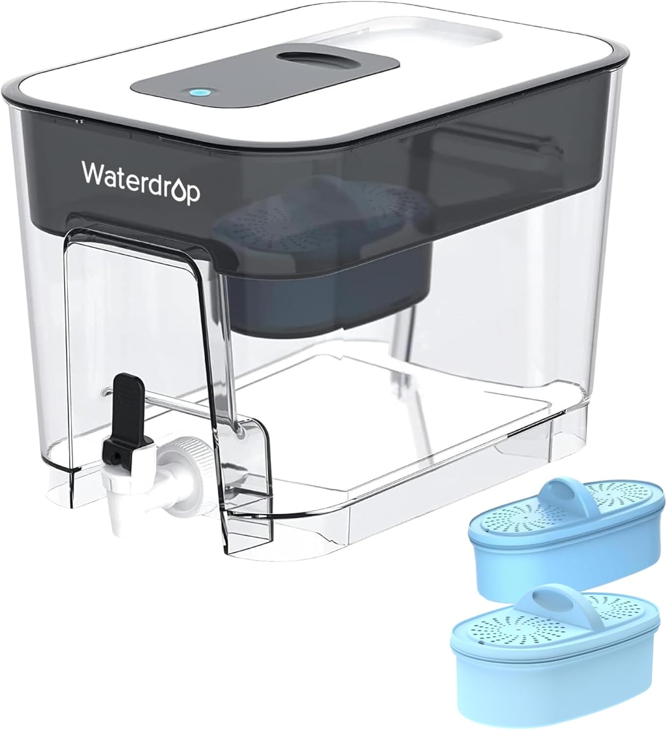 Waterdrop Alkaline Water Filter Dispenser Large 40-Cup with Alkaline Water Filter Replacement (with 2 Filters)