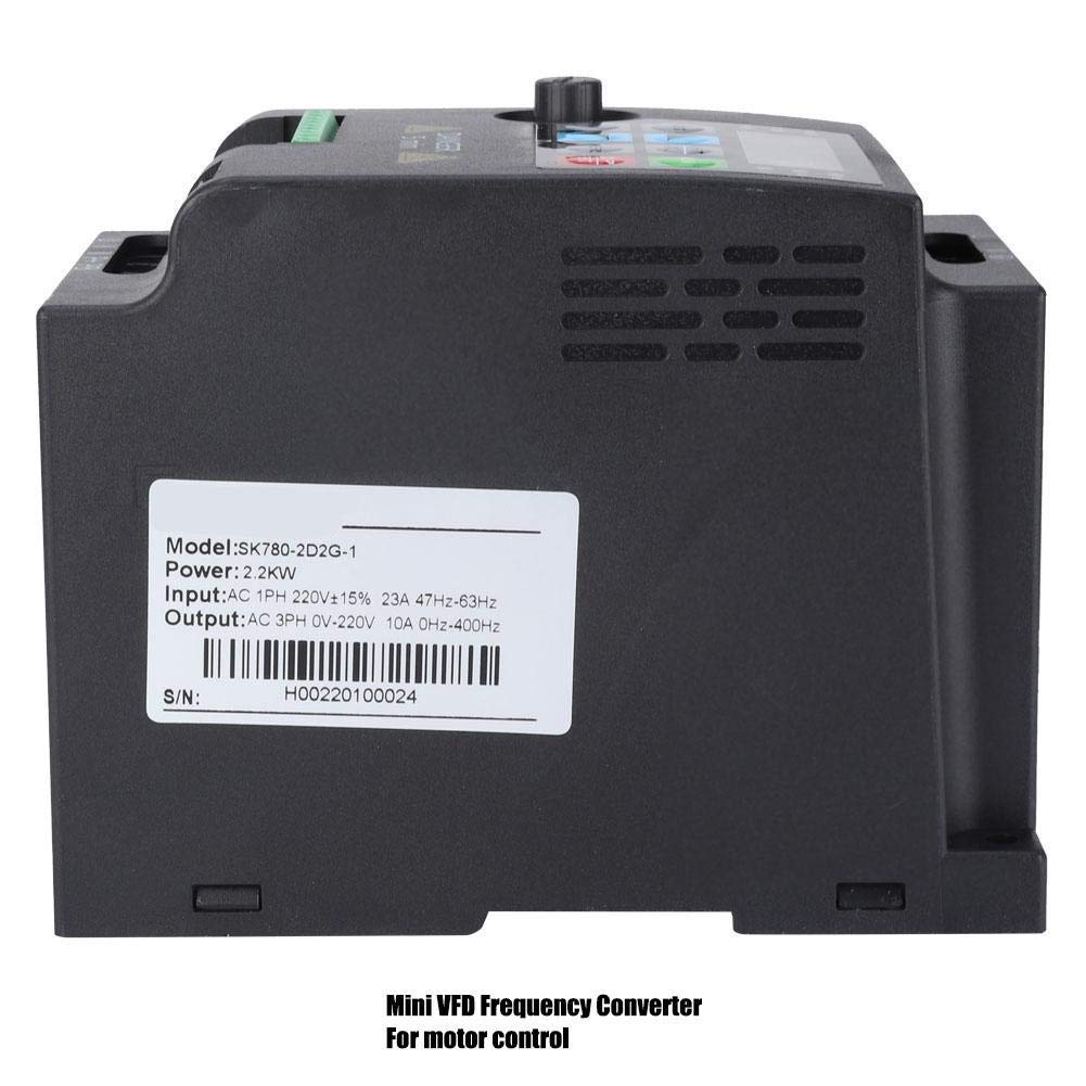 Walfront SEAFRONT VFD Inverter Frequenzumrichter, SKI780 Mini VFD 1/3 Phasen Frequenzumrichter für Spindelmotor Drehzahlregelung 220V / 380V, 0.75/1.5/2.2KW(220VAC, 2.2KW)