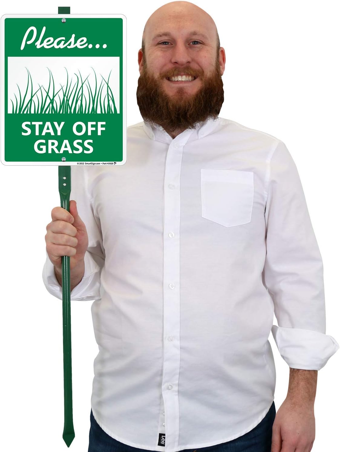 SmartSign "Please - Stay Off Grass Sign" LawnBoss® Sign | 10" x 12" Aluminum Sign With 3' Stake