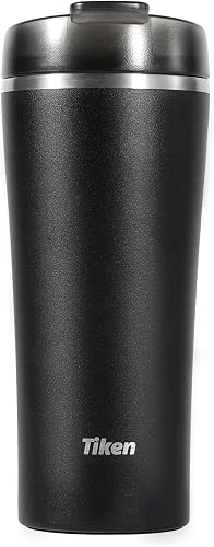 Tiken 16 Oz Insulated Tumbler, Stainless Steel Coffee Tumblers with Stronghold Lid, Travel Coffee Mug 470ML – Black