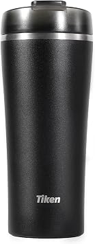 Tiken 16 Oz Insulated Tumbler, Stainless Steel Coffee Tumblers with Stronghold Lid, Travel Coffee Mug 470ML Black