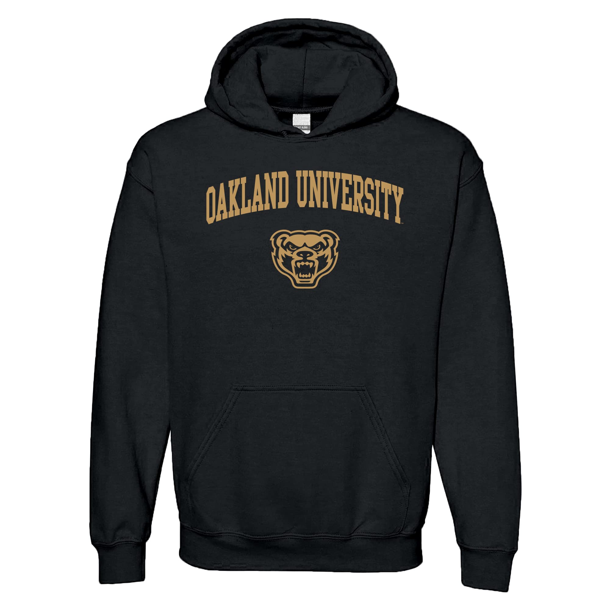 UGP Campus Apparel NCAA Officially licensed College - University Team Color Arch Logo Hoodie, Oakland University Golden Grizzlies Black, 3XL โ image 1