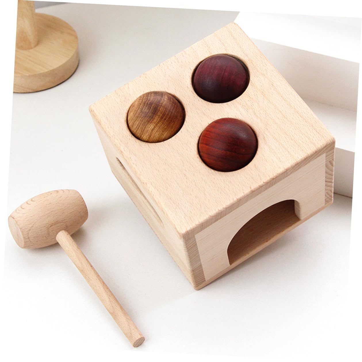 Mikinona Set Giocattolo Educativo in Legno Palline e Martello, Giocattolo per Coordinazione Occhio-Mano e Sviluppo Motorio, attività Didattica Montessori per Piccoli