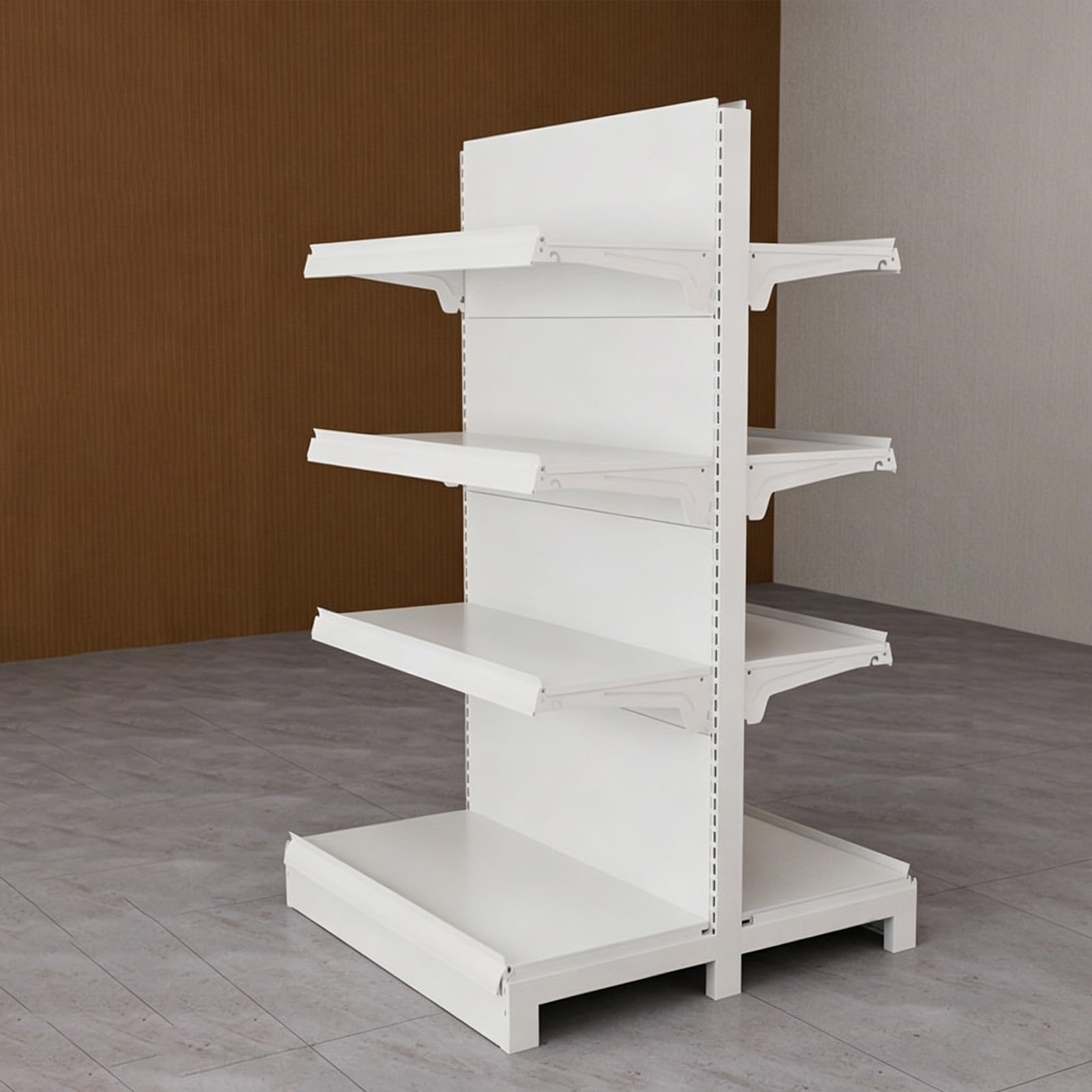 Étagère gondole double face pour supermarché, rayonnage magasin 4 ou 5 niveaux, présentoir métallique réglable, étagère commerce robuste pour épicerie et pharmacie(A-123*135cm/48.4*53.1in)