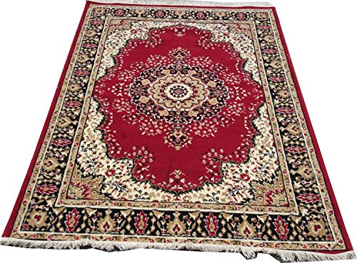 Image of GULDASTA BCF Carpet 7x10 Feet Super Soft Floral Multi Design Living Room Bedroom Area Rug Anti-Slip Red Black Silver Ivory