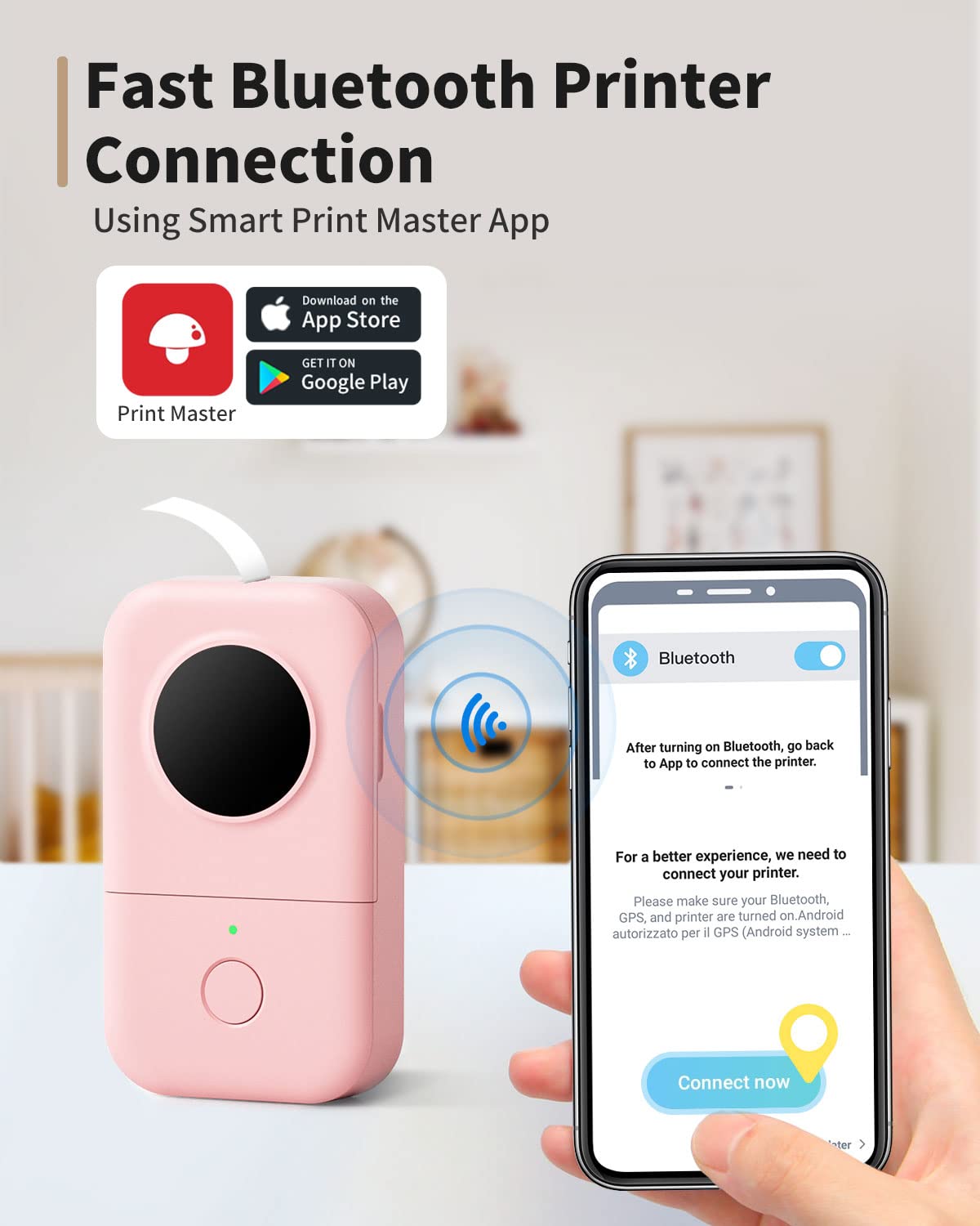 Phomemo D30 stampante per etichette, stampante per etichette Bluetooth portatile, etichettatrice termica autoadesiva, adatta per casa, ufficio, prezzo, data, nome. Rosa