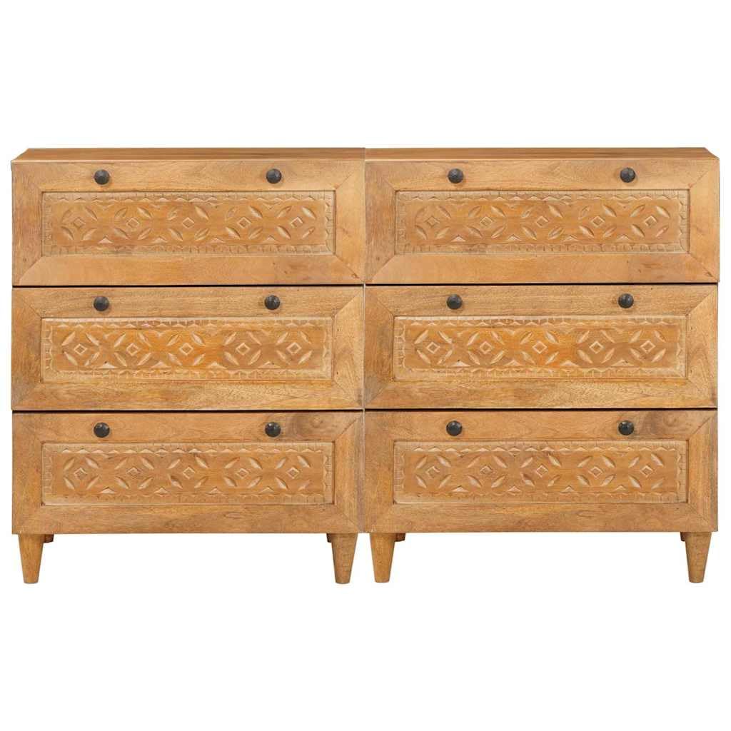 Vitrina 2 uds. 120 x 33,5 x 75 cm Madera Maciza de Mango Marrón,41.8kg-3310064