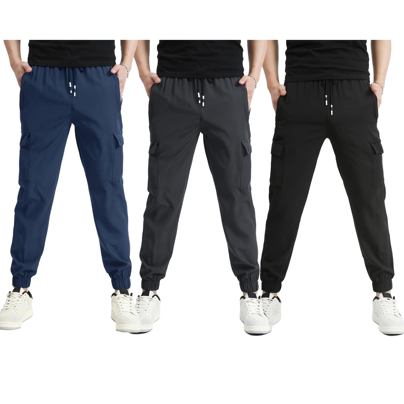 Boys Cargo Joggers Pants Outdoor Youth Quick Dry Hiking Pants Lightweight Athletic Pants with Zipper Pockets