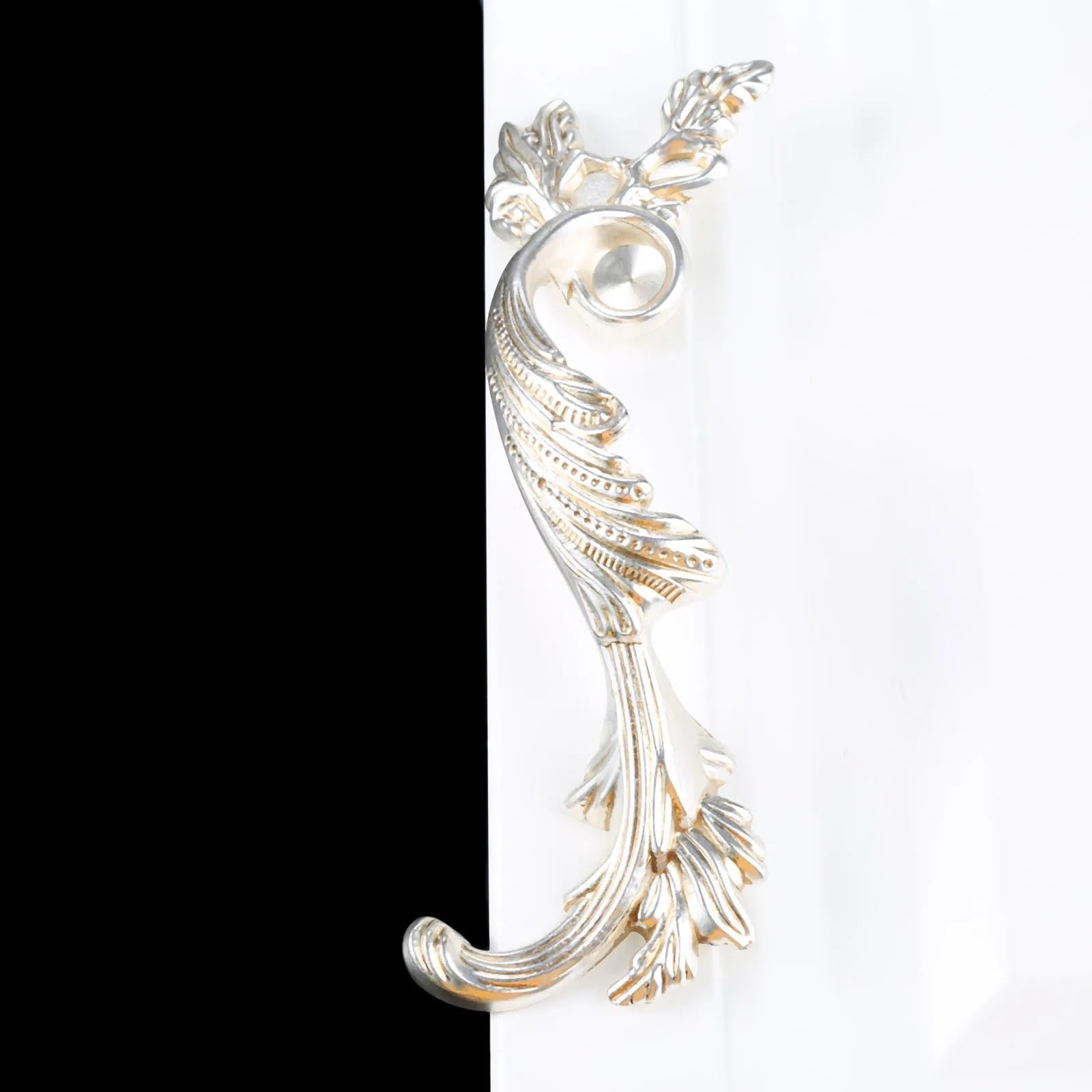 BIVOO 1pcs Antique Silver Gold Flowers Furniture Hardware Handles Pull Kitchen Cabinets Door Drawer Wardrobe Cupboard Pull Door Knobs(128MM Left)