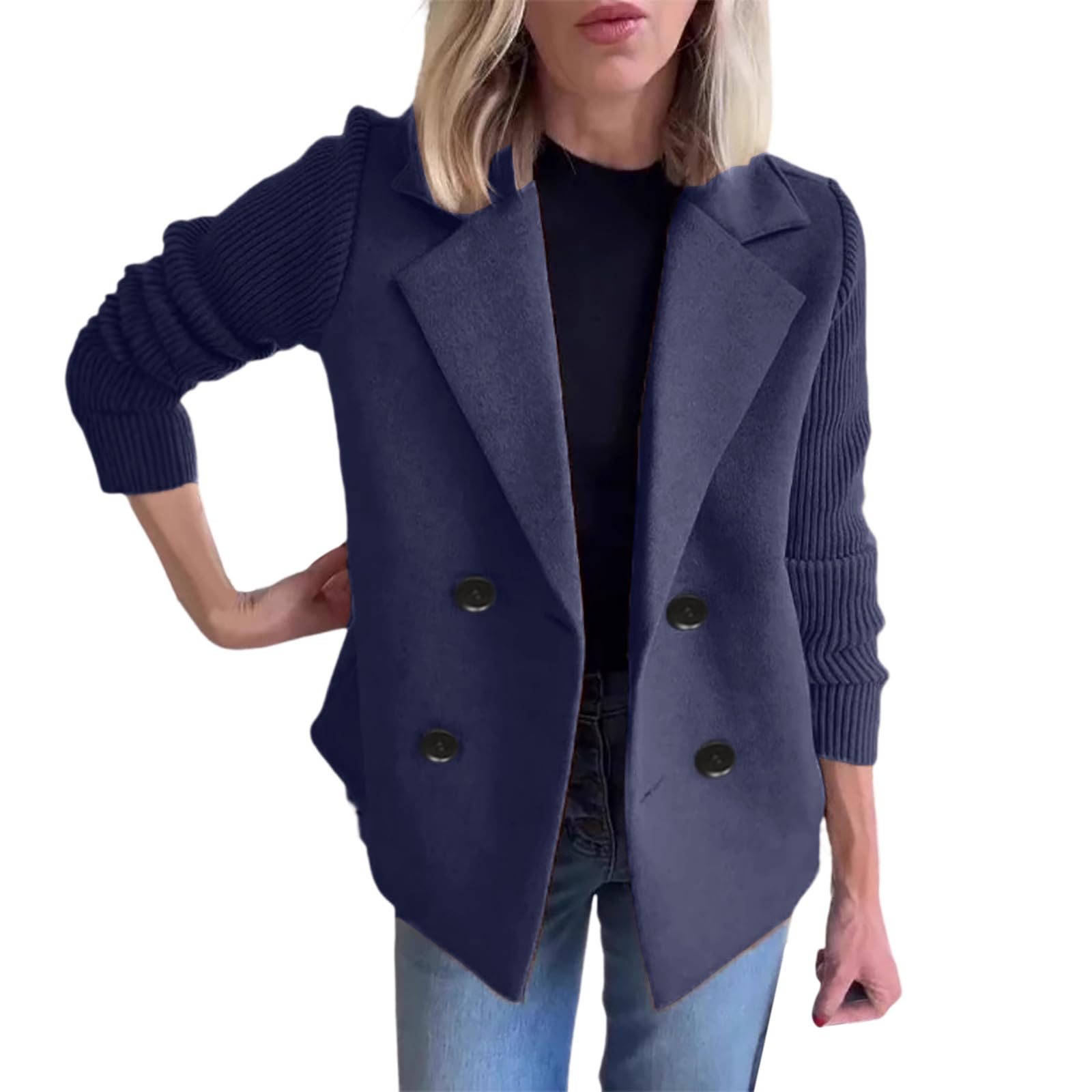 Piumino Donna Cappotto Aperto con Bottoni in Tinta Unita da Donna, Primavera 2025, Cappotto da Lavoro Festa