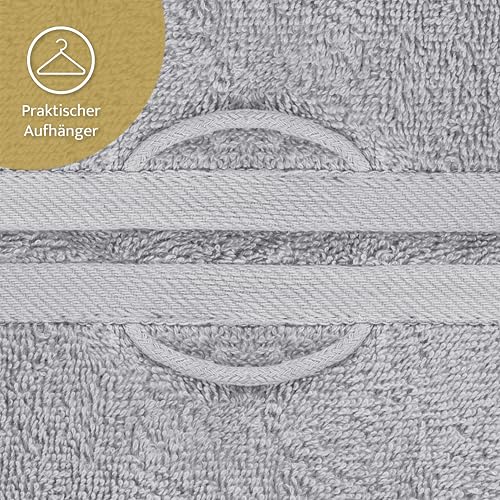 Lavea® 10er Seiftuch Set, 30 x 30 cm, 100% Baumwolle Frottier 500 g/m², Gästehandtücher und kleine Waschlappen, pflegeleicht 60 °C, Frottierserie Elena, ideal für Bad und Gäste WC, Silber