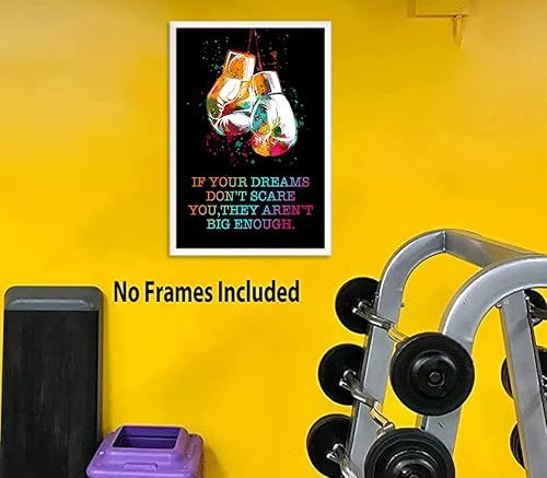 Miniatura 3 de Póster con cita inspiradora de boxeo, If Your Dreamsdon't Scareyou.They Aren'Tbig Enough, arte de pared con citas motivacionales, guantes de boxeo,