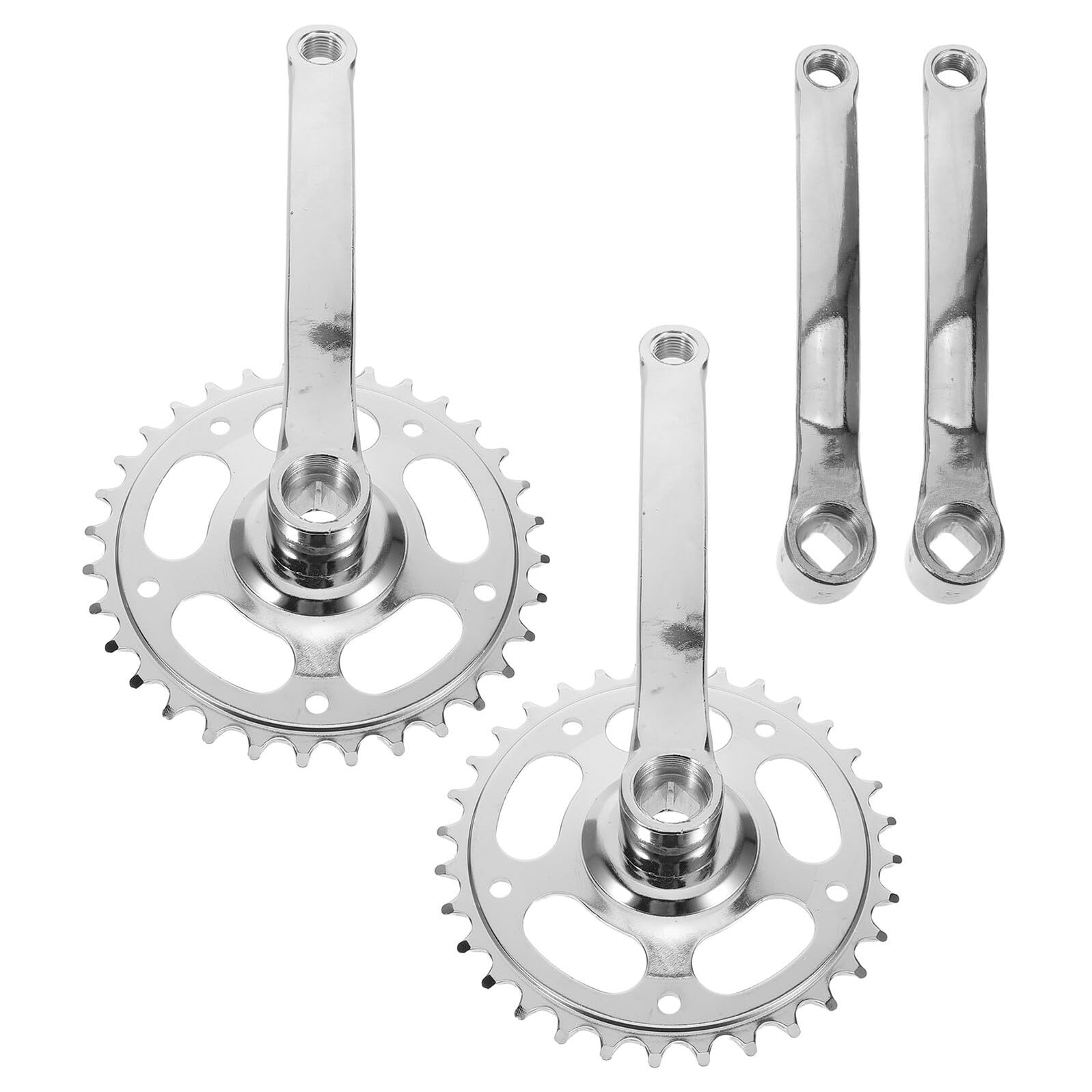 Cabilock Set 2 Pedivelle Guarnitura Mountain Bike 32 Denti con Cono Quadrato Corona Singola Rotonda per Bici Pieghevole Corsa Ricambio Guarnitura Stabile per Ciclisti e Sostituzione