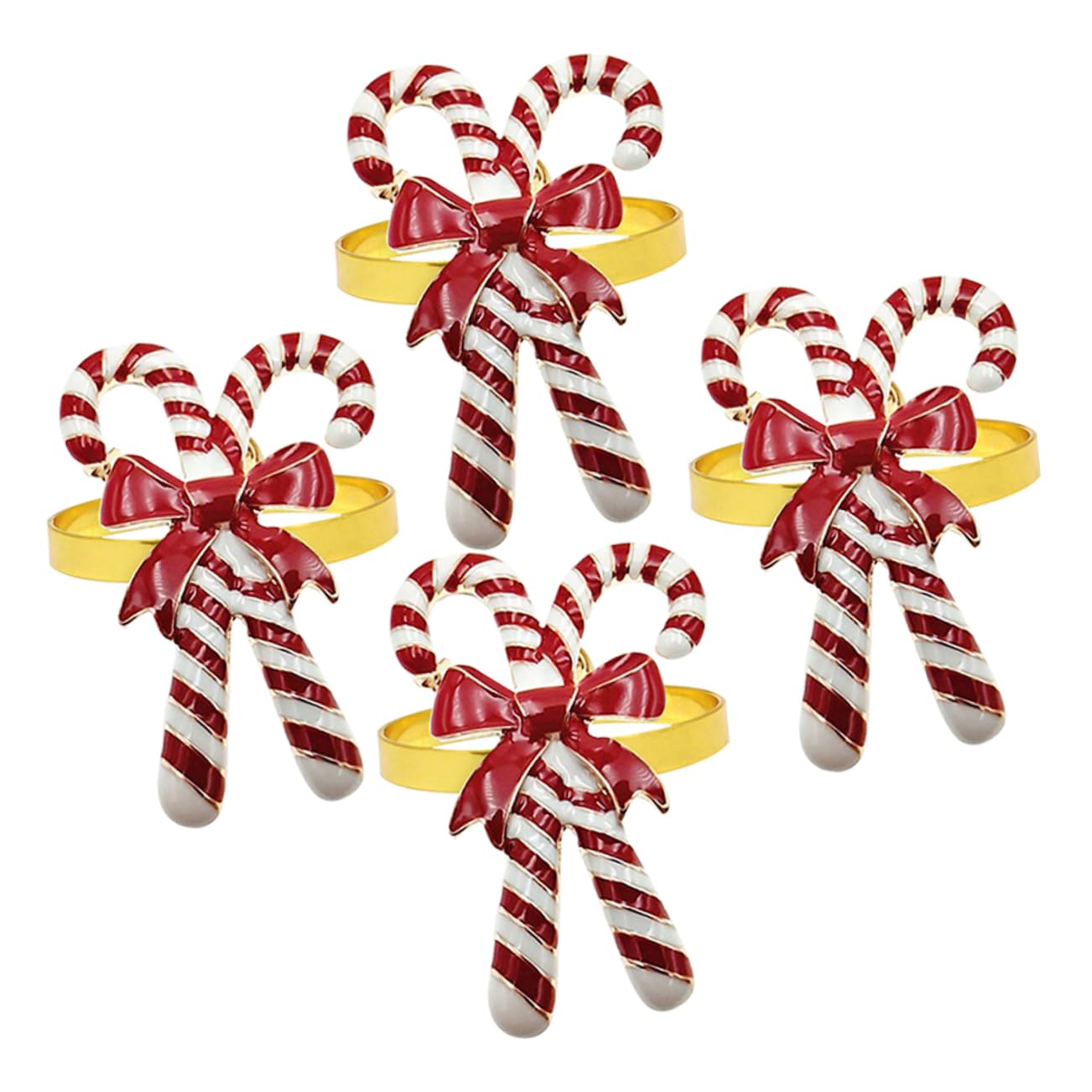 Weihnachts Serviettenringe Praktisch und Festlich aus Legierung 4 Stück mit Dekorativen Schleifen für Xmas Partys und Stilvolle Tischdekoration