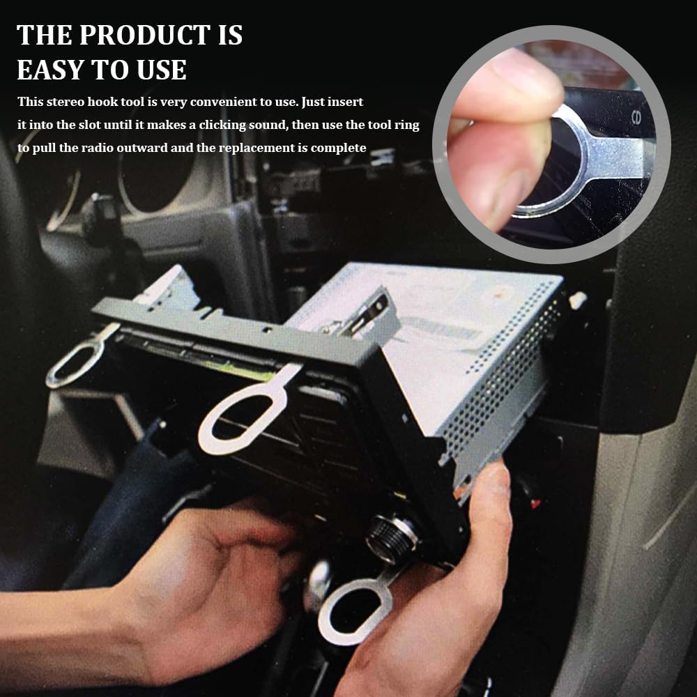 4PCS Radio Removal Tool Key Set, Radio Installation Tools, Stereo Extraction Pins with Easy Grip Handles, Car Stereo Head Unit CD DVD Host Removal Keys Compatible with Audi and More