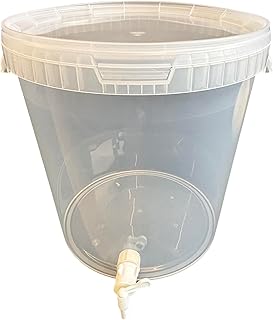Gärbehälter 33L Fermentationsbehälter mit Deckel Ablaufhahn Gäreimer Eimer für Bier Wein oder Maische lebensmittelecht ideal für Hobbybrauer transparent