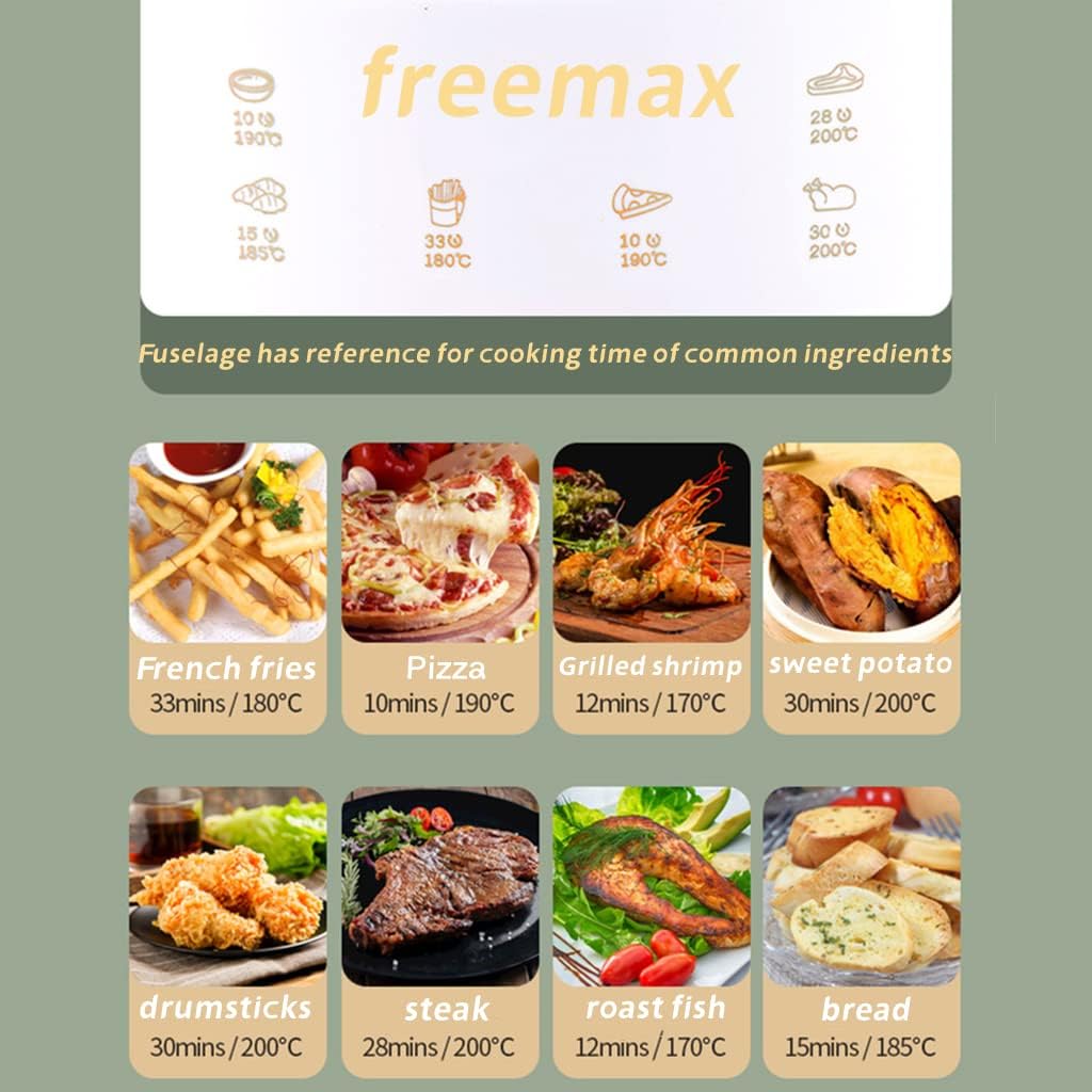 freemax Friggitrice 8L Friggitrice con touch screen LED digitale, 7 programmi, preriscaldamento e riscaldamento, modalità di temporizzazione preimpostata, Libretto ricette, Olio non incluso, 1400W freemax Friggitrice 8L Friggitrice con touch screen LED digitale, 7 programmi, preriscaldamento e riscaldamento, modalità di temporizzazione preimpostata, Libretto ricette, Olio non incluso, 1400W