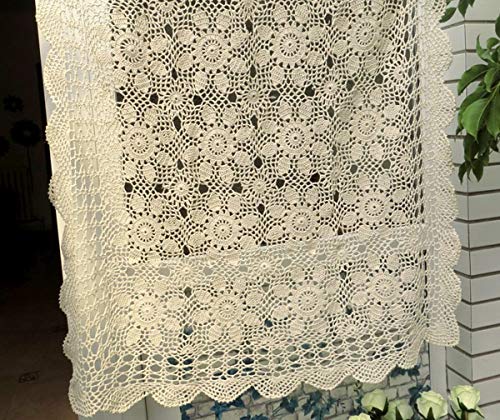 Damanni Beige Cotton Handmade Crochet Lace Tablecloth Doilies Table Overlay,Square,31 Inch By 31 Inch #TOP3