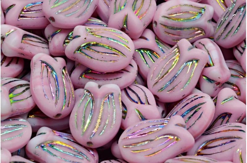 Outlet 10 Grams Mini Tulip Beads, 16 x 11 mm, Pink 28103 Matte (07724-28103-84100), Glass, Czech Republic