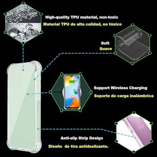 Miniatura 7 de Caso para Honor X7 Clear TPU Cuatro Esquinas Cubierta Protectora Transparente Suave Funda