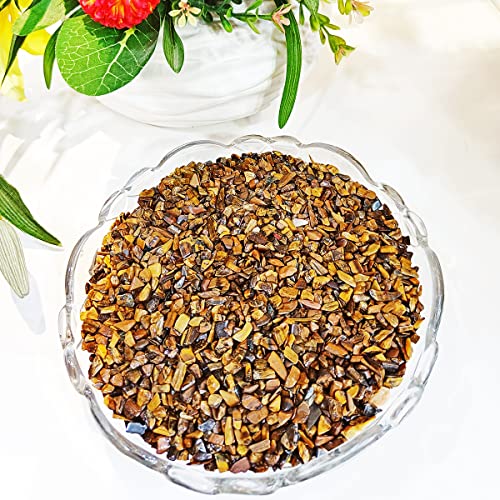 Image of Healing Crystal Chips for Vastu Natural Tigers Eye Chips Stone 250 Gm Tigers Eye Crystal Stone Chips Dust Raw Rough Stone For Reiki Healing Meditation