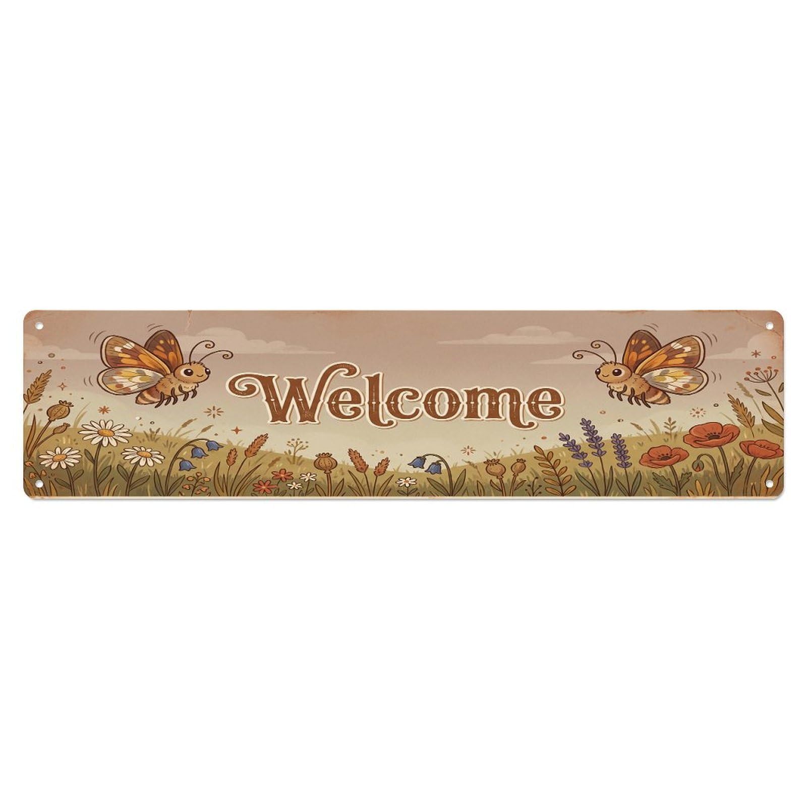 Cxhjca 4X16inch(10X40cm) Vintage Welcome Skipper Butterfly Metal Tin Sign