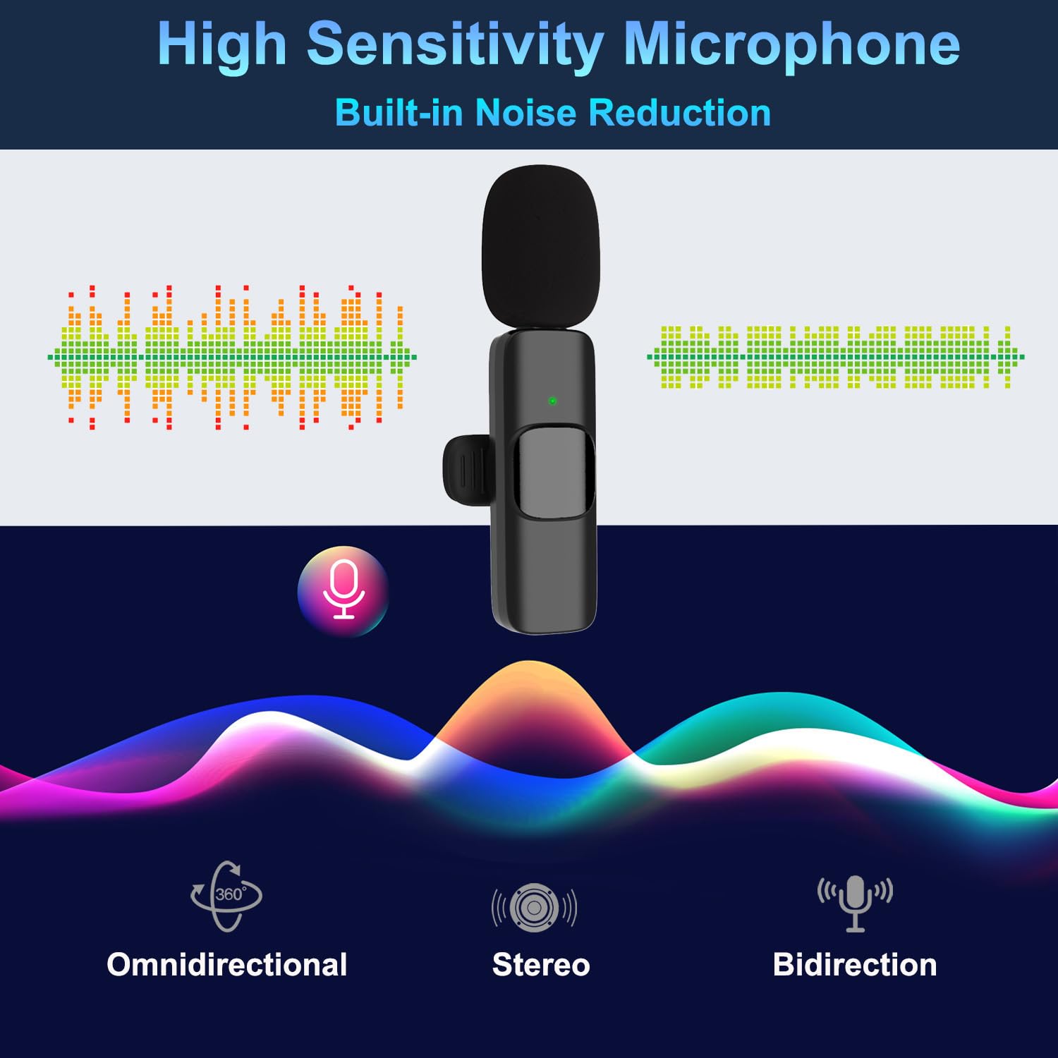 Vislla Wireless Lavalier Microphone for iPhone, iPad and Android Devices, Noise Cancelling,Bluetooth Mini Lapel Microphone for YouTube/Vlogging/Live Streaming/Tiktok/Interview