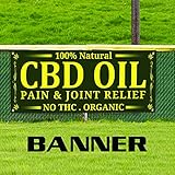 24" x 72" CBD Oil Organic Pain & Joint Relief Vinyl Store Shop Indoor Outdoor Advertising w/Grommets Easy to Hang Business Promotion Banner Sign